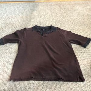 Dark Brown Striped Savane Polo